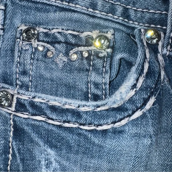 Miss Me Signature Ankle Skinny Jeans 29 Bling Pocket Mid Rise Stretch Y2K - Picture 4 of 9